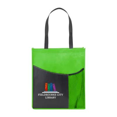 Custom Tote Bag Recycled Non-Woven Mesh Pocket - 15 x 17 x 3 in - product view 2