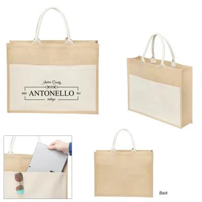 Custom Tote Bag Jute Cotton Canvas - 18 x 14 in - product view 4