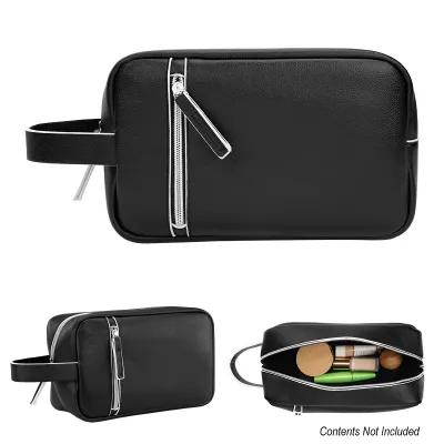 Toiletry Bag Leatherette Zippered Handle - 6 x 10 x 3 in - product view 3