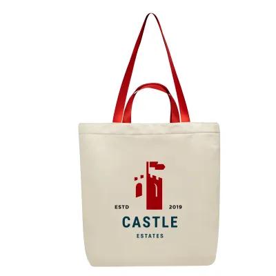 Custom Tote Bag Polyester with Shiny Webbing - 17¾ x 14¾ in - product view 2