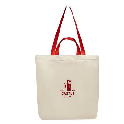 Custom Tote Bag Polyester with Shiny Webbing - 17¾ x 14¾ in - product view 4