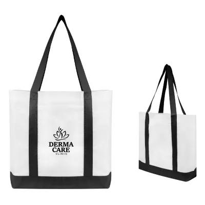 Custom Tote Bag Non-Woven Trim Color Accents - 18 x 14 in