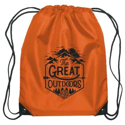 Recycled Drawstring Sports Pack Small with Leather Trim - 14 x 18 in - product view 2