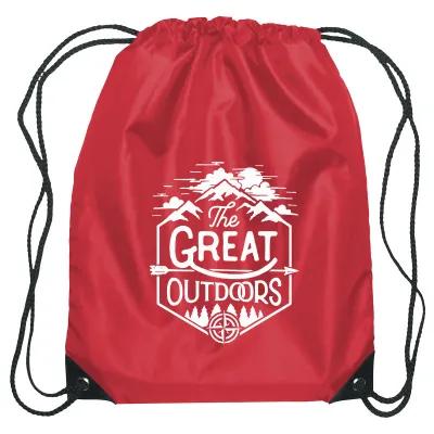 Recycled Drawstring Sports Pack Small with Leather Trim - 14 x 18 in - product view 5