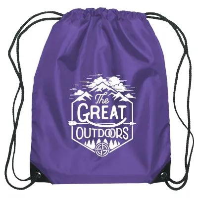Recycled Drawstring Sports Pack Small with Leather Trim - 14 x 18 in - product view 6