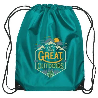 Recycled Drawstring Sports Pack Small with Leather Trim - 14 x 18 in - product view 26