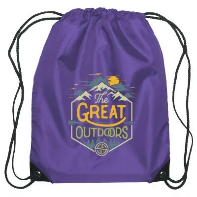 Recycled Drawstring Sports Pack Small with Leather Trim - 14 x 18 in - product view 32