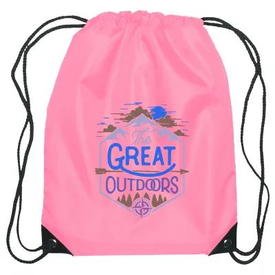 Recycled Drawstring Sports Pack Small with Leather Trim - 14 x 18 in - product view 34