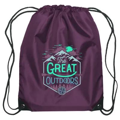 Recycled Drawstring Sports Pack Small with Leather Trim - 14 x 18 in - product view 36