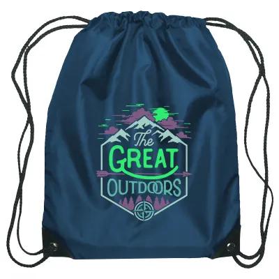 Recycled Drawstring Sports Pack Small with Leather Trim - 14 x 18 in - product view 40