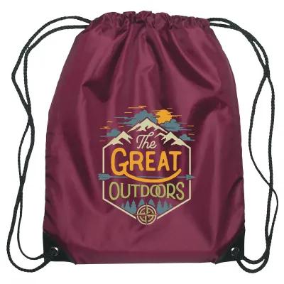 Recycled Drawstring Sports Pack Small with Leather Trim - 14 x 18 in - product view 42