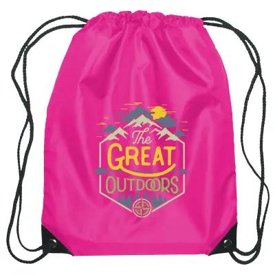 Recycled Drawstring Sports Pack Small with Leather Trim - 14 x 18 in - product view 44