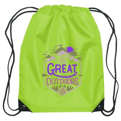 Recycled Drawstring Sports Pack Small with Leather Trim - 14 x 18 in - product view 46