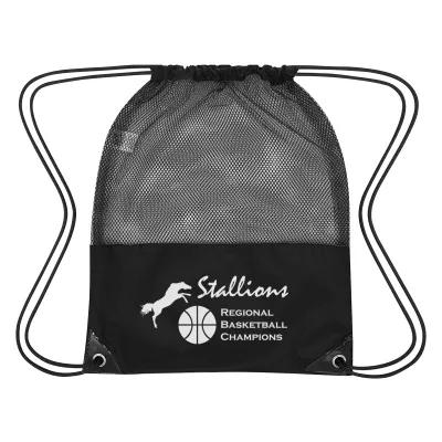 Mesh Panel Drawstring Sports Pack - 14 x 18 in