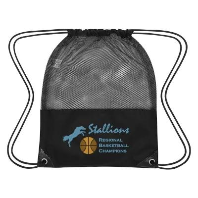 Mesh Panel Drawstring Sports Pack - 14 x 18 in - product view 2