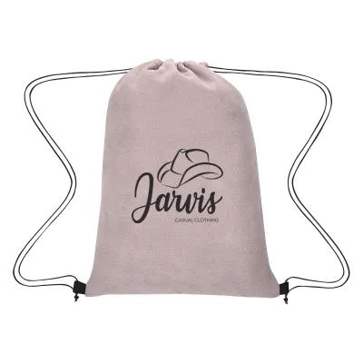 Herringbone Drawstring Bag with Suede Feel - 12.5 x 16.75 in