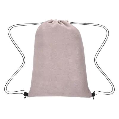 Herringbone Drawstring Bag with Suede Feel - 12.5 x 16.75 in - product view 2