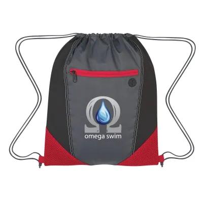 Drawstring Sports Pack Two-Tone with Earbud Slot - 13 x 16.5 in - product view 3