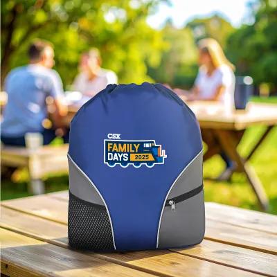 Drawstring Backpack with Front Zippered Pocket - 15 x 17 x 3.5 in - product view 4