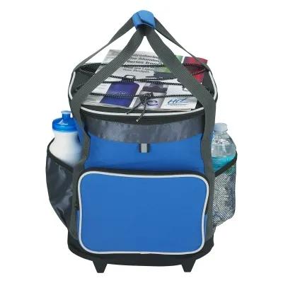 Rolling Cooler 24 Can with Retractable Handle - 11 x 16 x 10.5 in - promotional product with custom logo