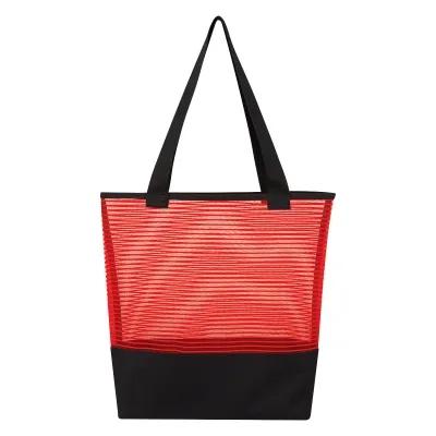 Custom Tote Bag Mesh Pinstripe 600D Polyester - 16 x 15 x 3.75 in - product view 2