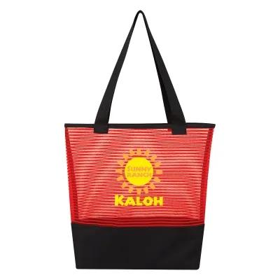 Custom Tote Bag Mesh Pinstripe 600D Polyester - 16 x 15 x 3.75 in - product view 3