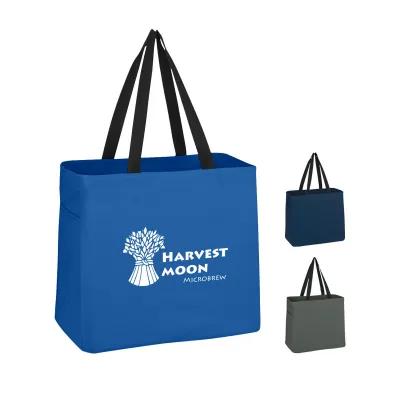 Custom Tote Bag 600D Polyester with Side Pockets - 13.5 x 12.25 x 6.75 in
