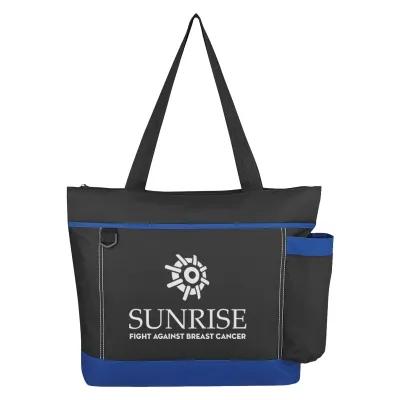 Custom Tote Bag 600D Polyester with Bottle Pocket - 15.5 x 14 x 4.5 in - product view 2