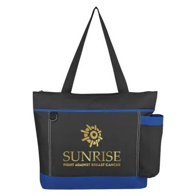 Custom Tote Bag 600D Polyester with Bottle Pocket - 15.5 x 14 x 4.5 in - product view 3