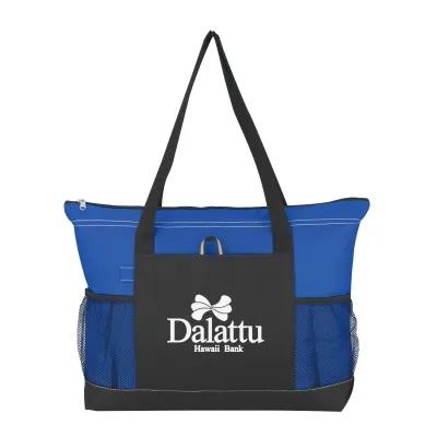 Custom Tote Bag 600D Polyester with Mesh Pockets - 19 x 14 x 4 in