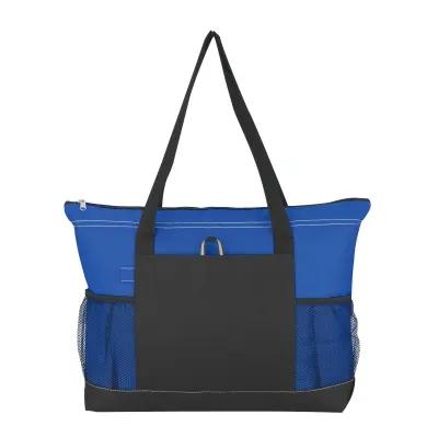 Custom Tote Bag 600D Polyester with Mesh Pockets - 19 x 14 x 4 in - product view 3