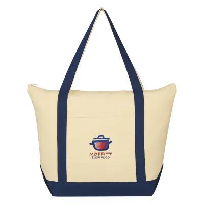 Custom Tote Bag Cotton Canvas 12 oz Zippered Front Pocket - 19.5 x 14 x 7 in - product view 2