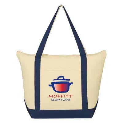 Custom Tote Bag Cotton Canvas 12 oz Zippered Front Pocket - 19.5 x 14 x 7 in - product view 3
