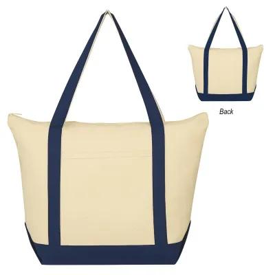 Custom Tote Bag Cotton Canvas 12 oz Zippered Front Pocket - 19.5 x 14 x 7 in - product view 6