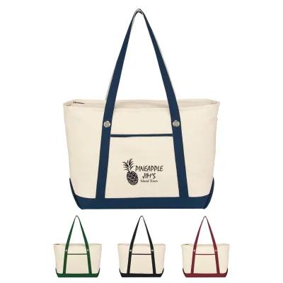 Custom Tote Bag Cotton Canvas 12 oz Sailing Style Large - 23 x 14 x 7 in