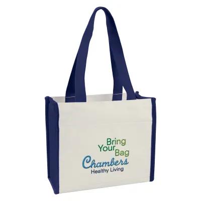 Custom Tote Bag Heavy Cotton Canvas Outside Pocket - 14 x 12 in - product view 2