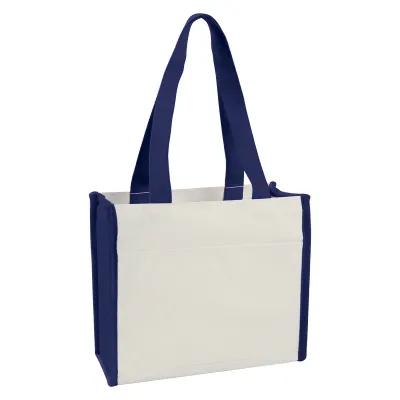 Custom Tote Bag Heavy Cotton Canvas Outside Pocket - 14 x 12 in - product view 4