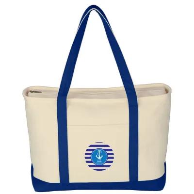 Custom Tote Bag Cotton Canvas Zippered Front Pocket - 23 x 14 in - product view 4