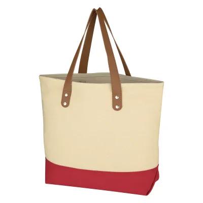 Custom Tote Bag Cotton Canvas Leatherette Handles - 16 x 12 in - product view 3