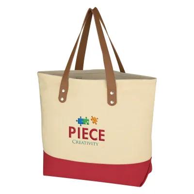 Custom Tote Bag Cotton Canvas Leatherette Handles - 16 x 12 in - product view 4