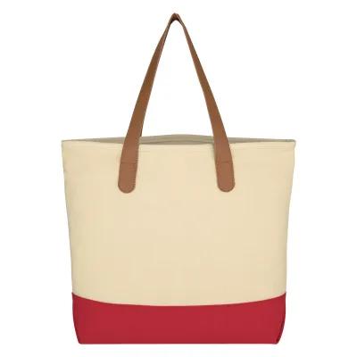 Custom Tote Bag Cotton Canvas Leatherette Handles - 16 x 12 in - product view 6
