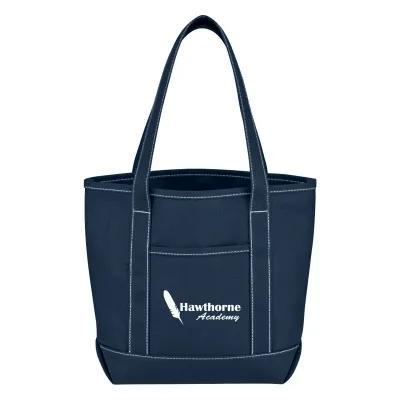 Custom Tote Bag Recycled Cotton Canvas Yacht Front Pocket - 15 x 12 in
