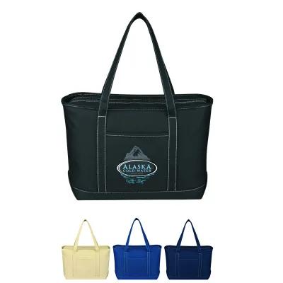 Custom Tote Bag Cotton Canvas Yacht Zippered Large - 24 x 14 in