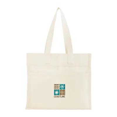 Custom Tote Bag Recycled Cotton North South Style - 15 x 13 in - product view 2