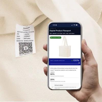 Custom Tote Bag Recycled Cotton North South Style - 15 x 13 in - product view 4