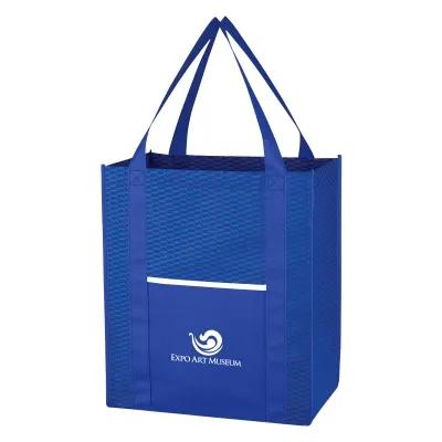 Custom Tote Bag Non-Woven Wave Design Shopper - 13 x 15 in
