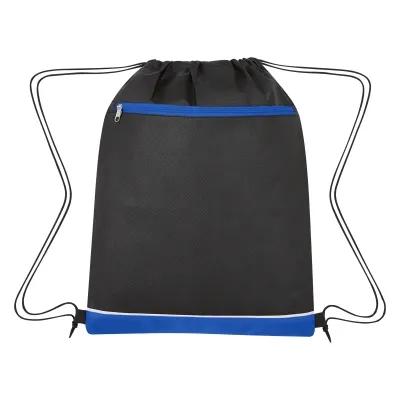 Non-Woven Drawstring Bag with Front Zipper Pocket - 14 x 18 in - product view 2