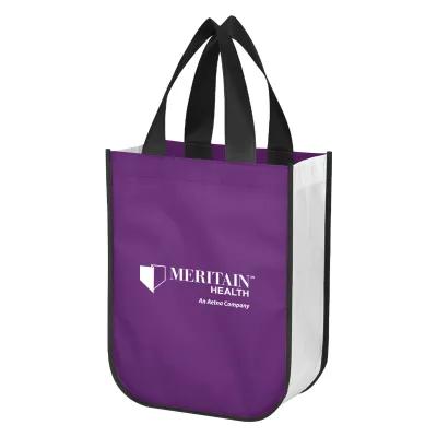 Laminated Non-Woven Shopper Tote Bag Reusable - 9.25 x 11.75 x 4.5 in - product view 3