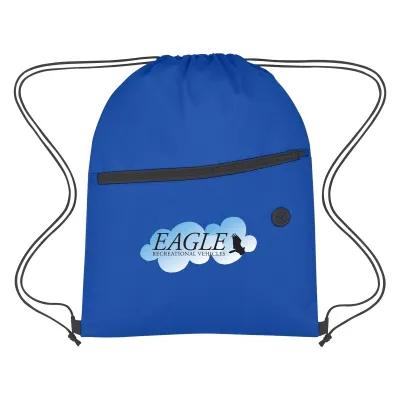 Non-Woven Sports Pack with Earbud Slot and Front Zipper - 13.5 x 17.75 in - product view 3