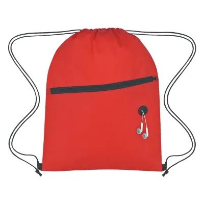 Non-Woven Sports Pack with Earbud Slot and Front Zipper - 13.5 x 17.75 in - product view 4